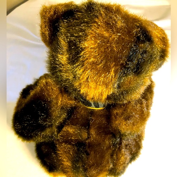 Brown Bear with green bow with gold piping - Picture 3 of 6